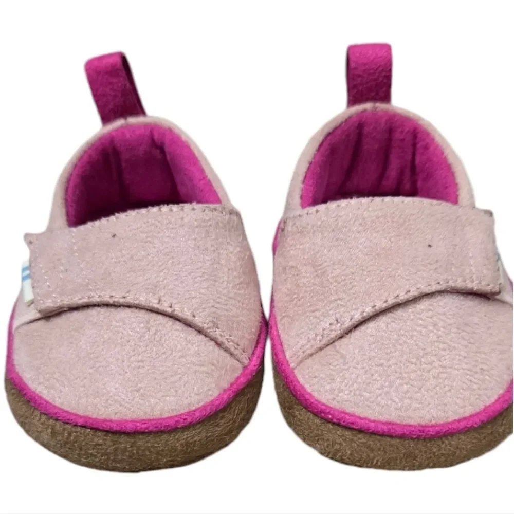 Baby Toms Pink MicroSuede Tiny Pinto Layette Alpargata Crib Shoe Girls Slip-On 2